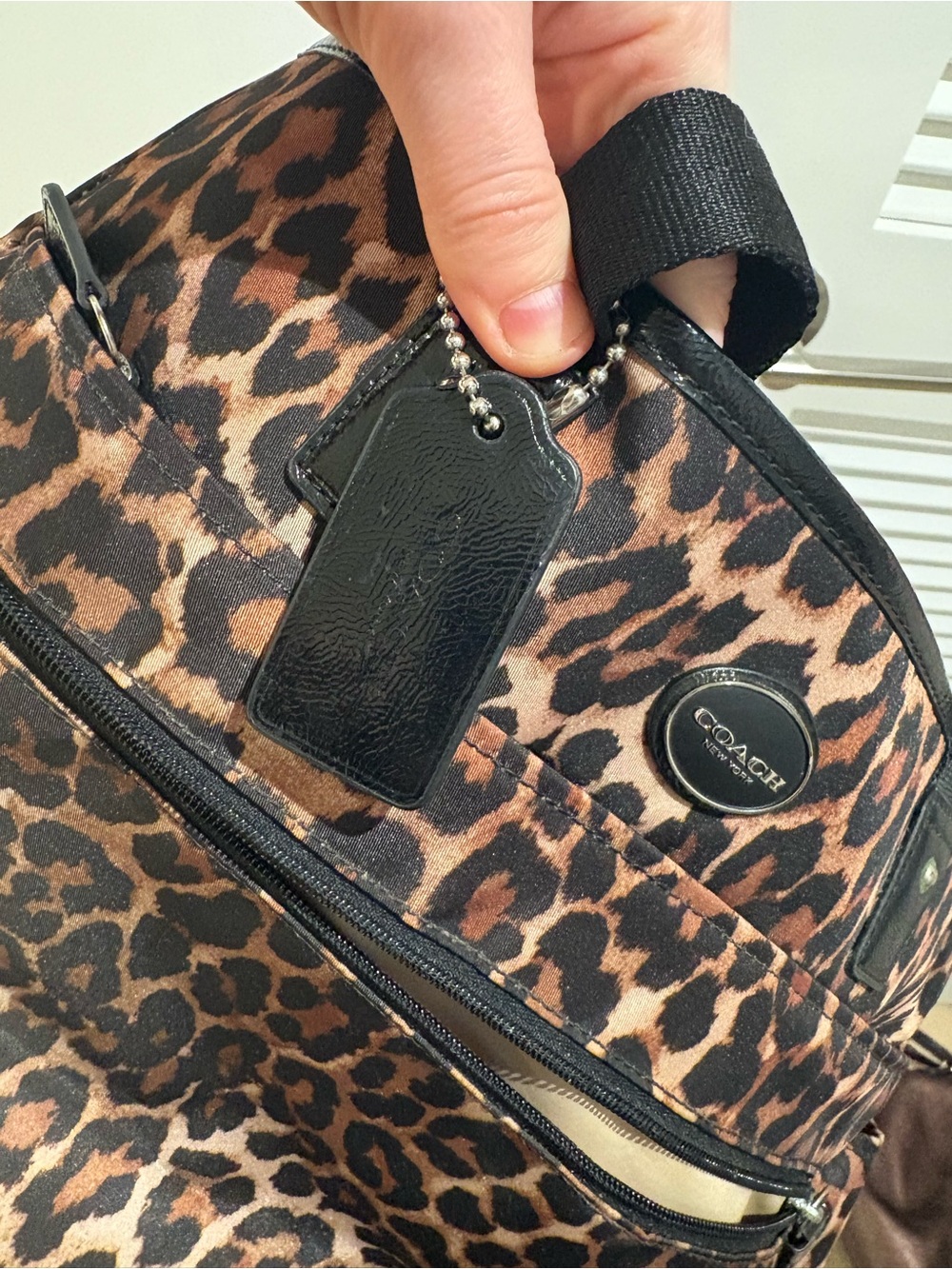 Coach Leopard Print Crossbody Tote with Black Trim , Large - Picture 8 of 12
